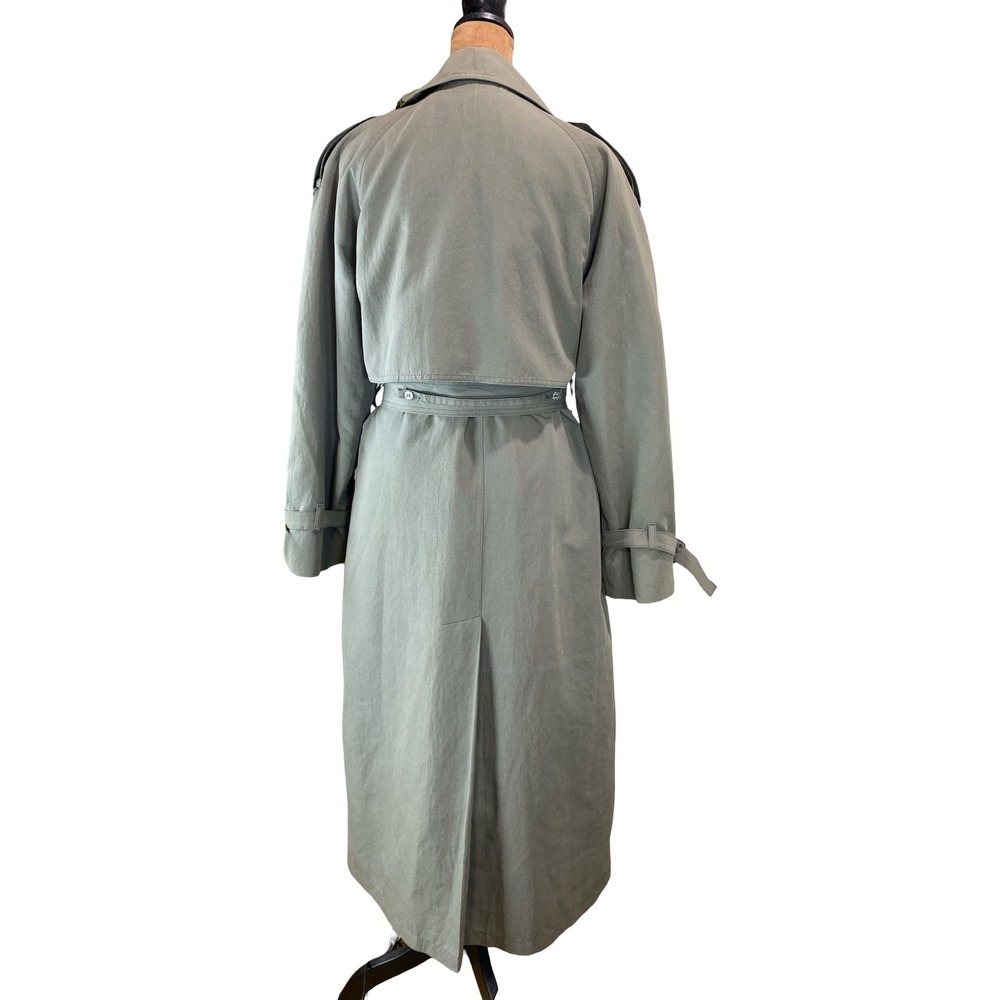 London Fog Vintage Trench Coat Sage Green Double Breasted Belted 6 Reg USA Made - Picture 4 of 16